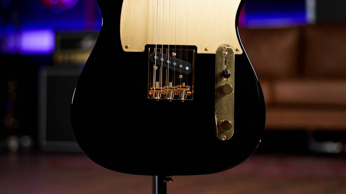 Squier 40th Anniversary Telecaster Gold Edition In Black - Image 6