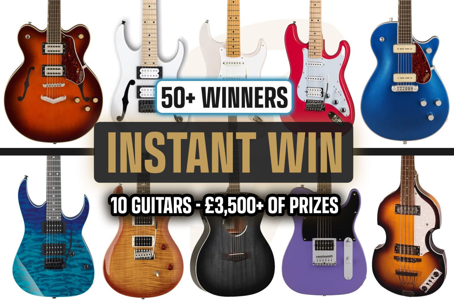 50 Instant Wins £3500+ of prizes with a PRS End Prize Guitar Gear