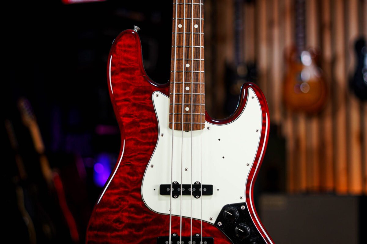 Fender FSR MIJ Hybrid 60s Jazz Bass Quilt Top in Transparent Red - Image 4