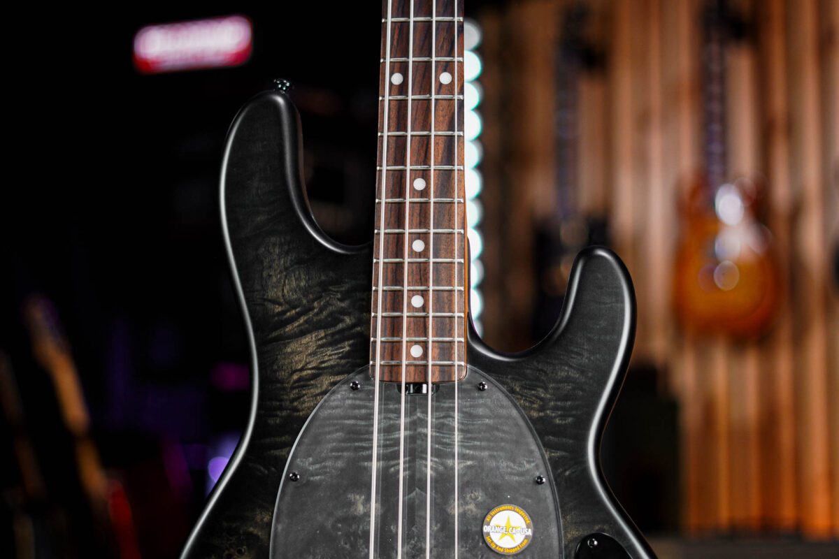 Sterling by Music Man Stingray Ray34 in Poplar Burl Trans Black - Image 4