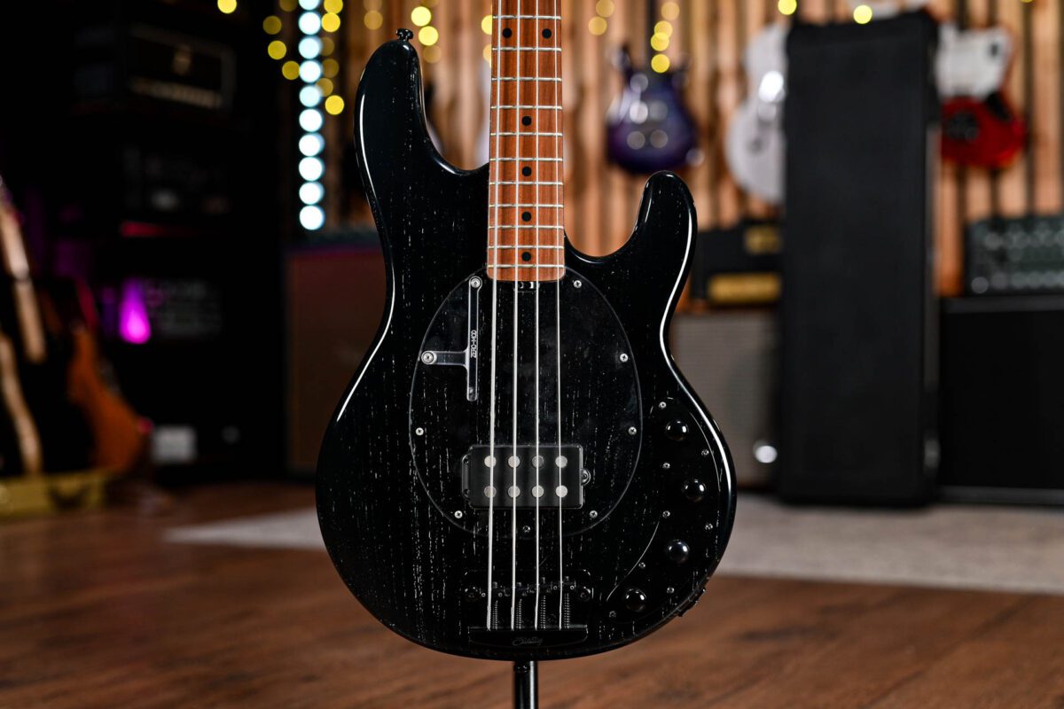 Music Man Sterling Ray 34 in Black Ashwood White Grains