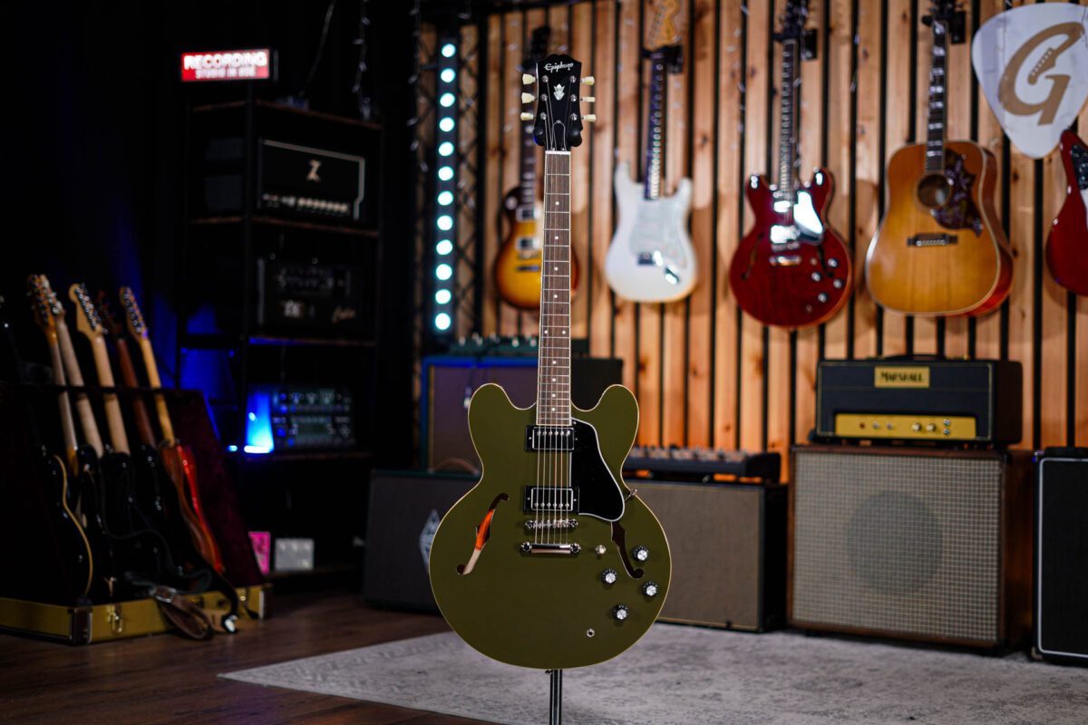 Epiphone ES-335 in Olive Drab - Image 7