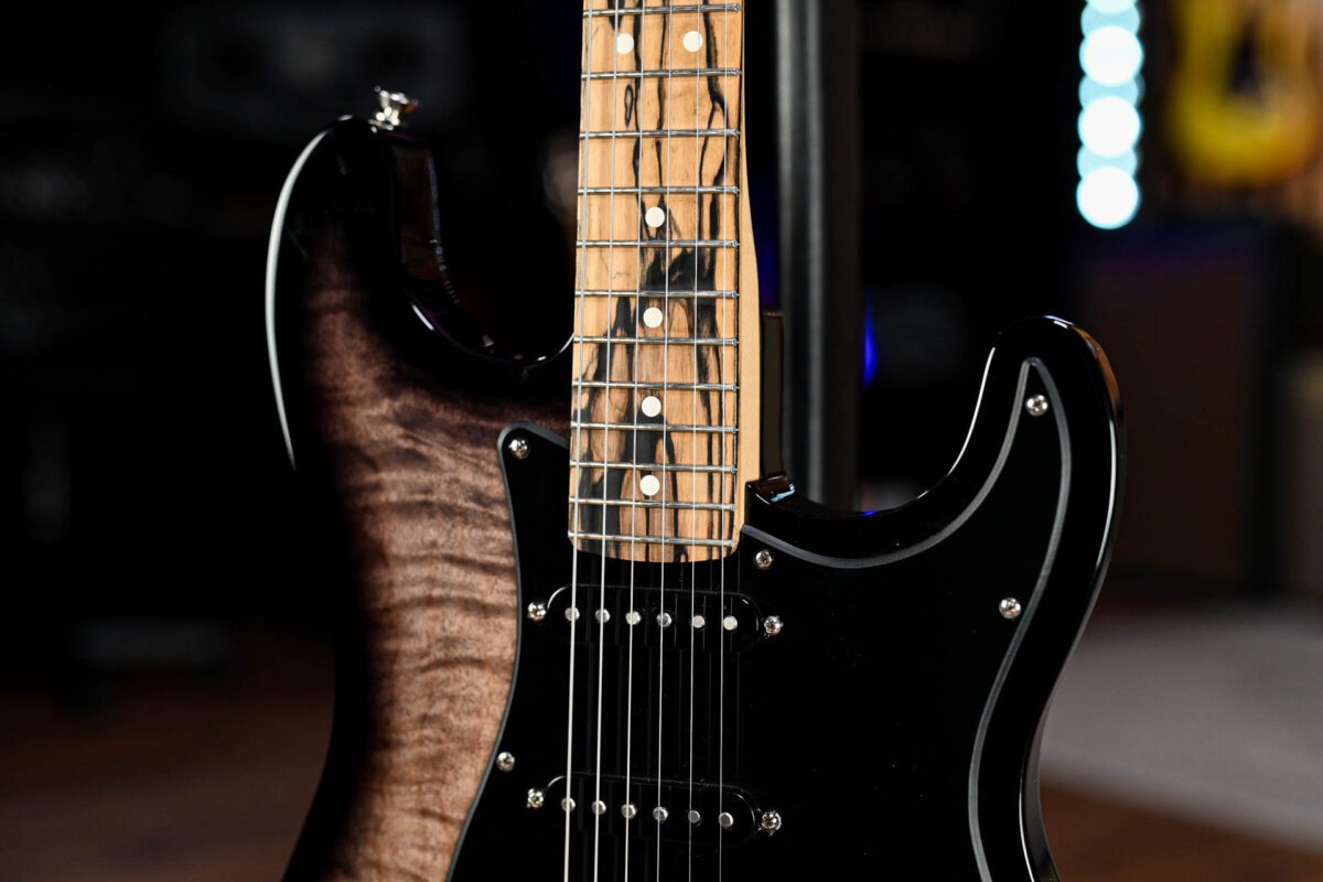 Fender American QMT Stratocaster Pale Moon in Transparent Black - Image 6