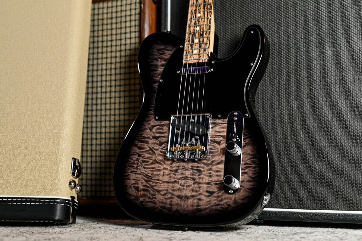 Fender American QMT Telecaster Pale Moon in Transparent Black - Image 5