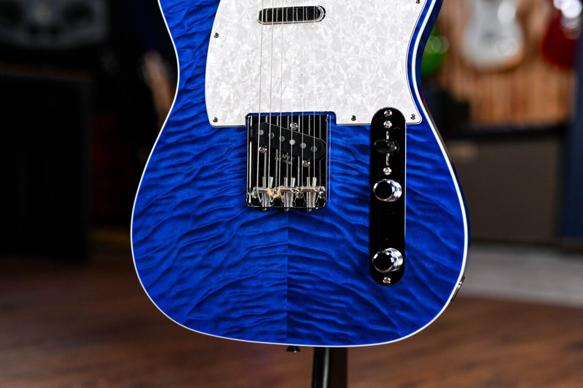 Fender MIJ LTD Edition 1960's Custom Telecaster QMT In Aquamarine - Image 3