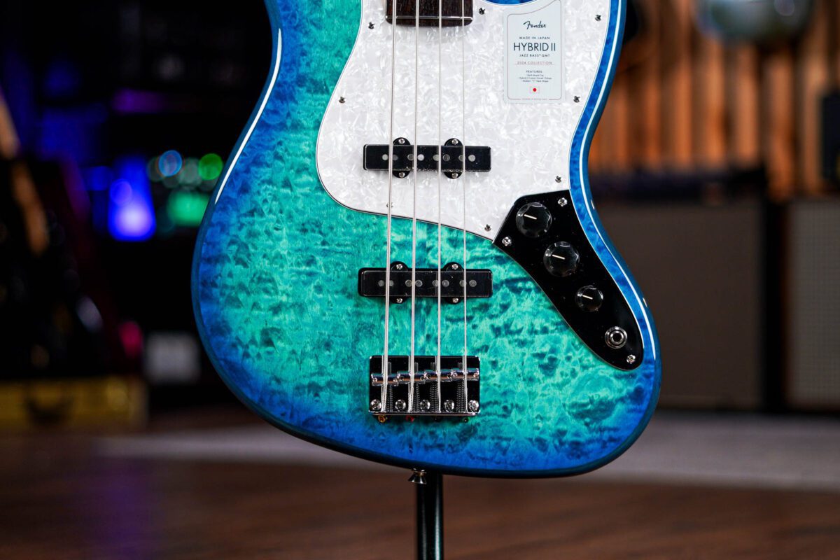 Fender Made in Japan Hybrid II Jazz Bass QMT Aquamarine - Image 3