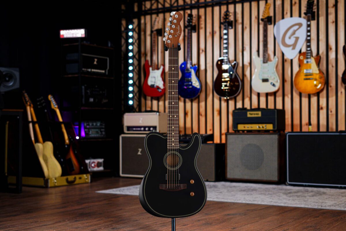 Fender Acoustasonic Standard Telecaster Black #2 - Image 2