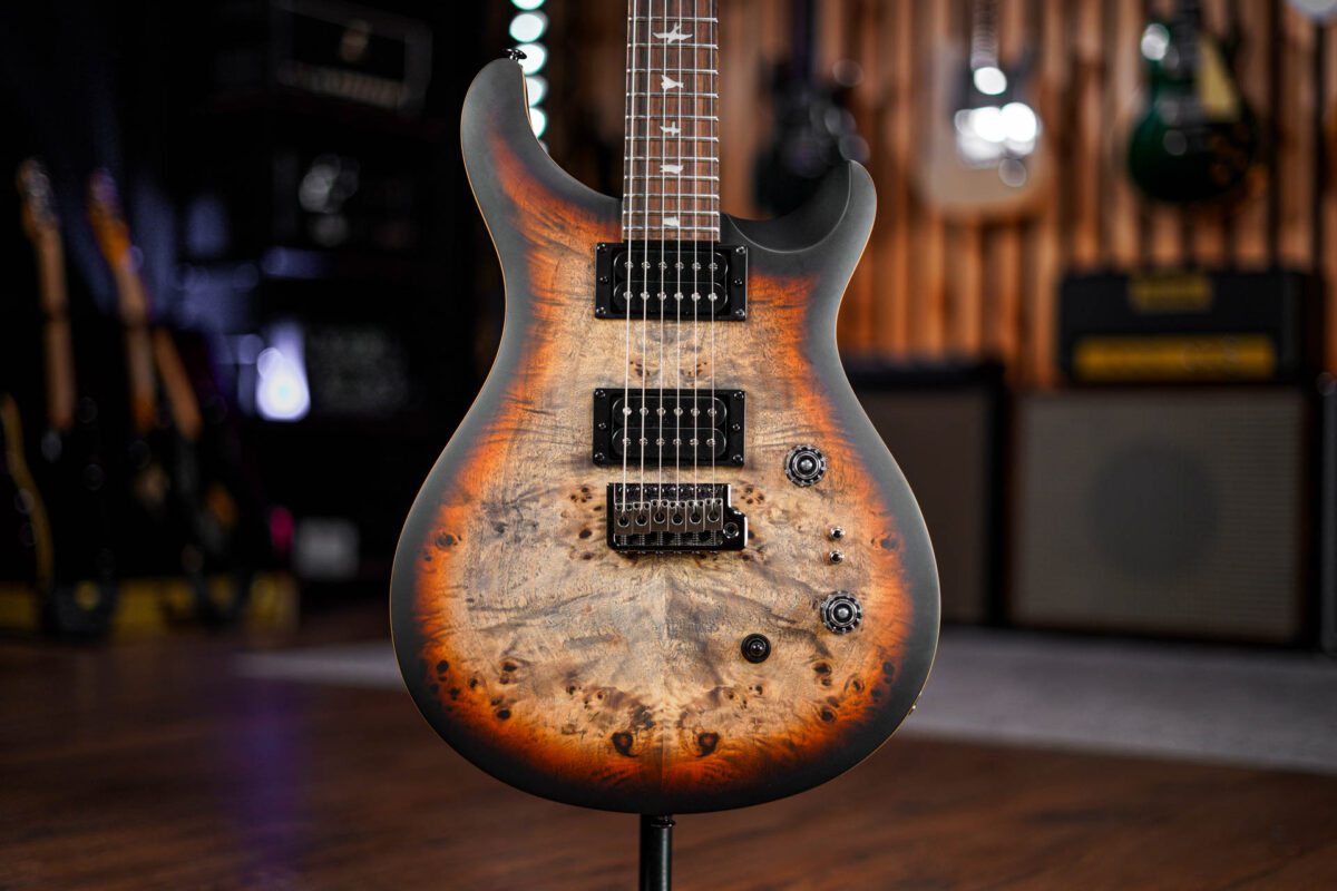 PRS SE Limited Edition Custom 24-08 Poplar Burl in Charcoal Cherry Midnight Burst