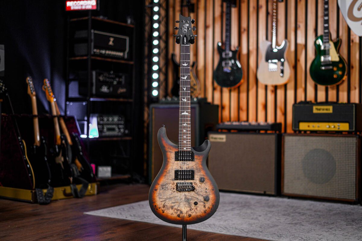 PRS SE Limited Edition Custom 24-08 Poplar Burl in Charcoal Cherry Midnight Burst - Image 2