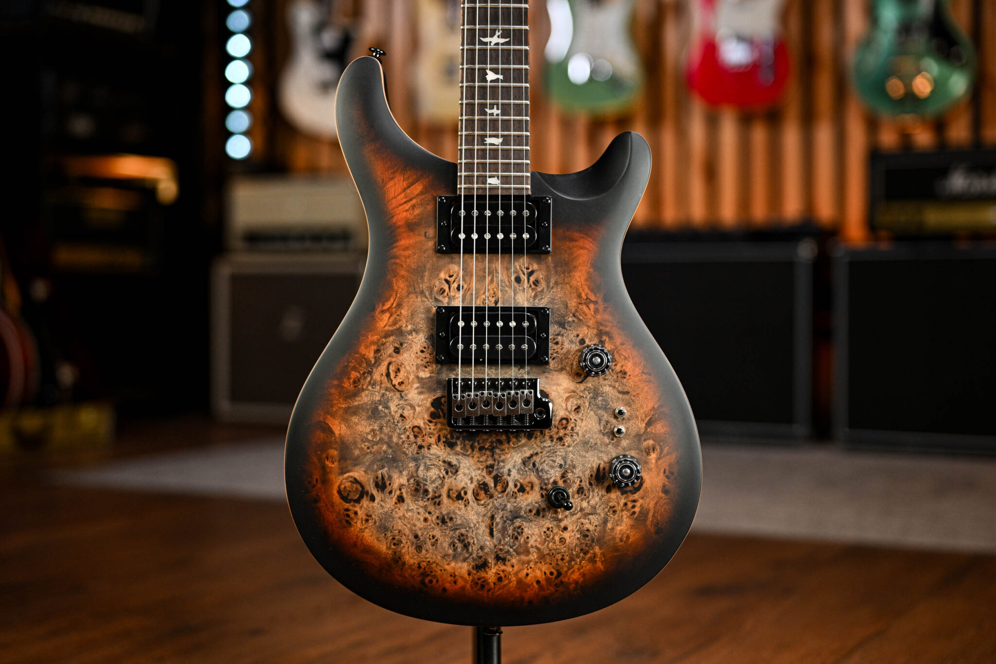 PRS SE Ltd Edition Exotic Custom 24-08 Poplar Burl in Charcoal
